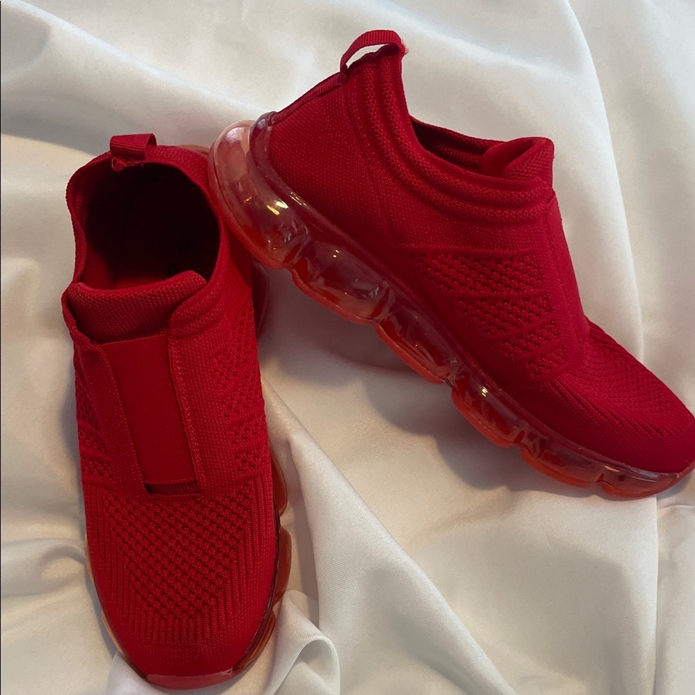 Vibrant Red Slip-On Sneakers - Picture 2 of 8